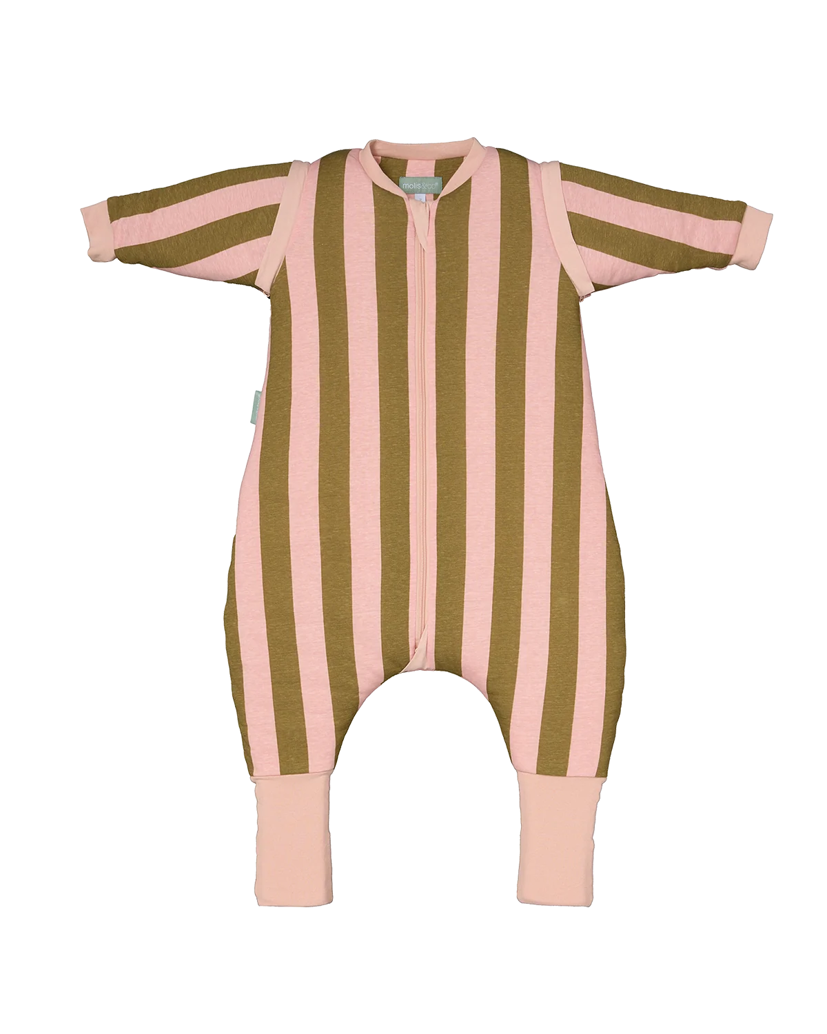 Macacão de Dormir com Mangas e Meias – Riscas Khaki & Rose – TOG 2.5